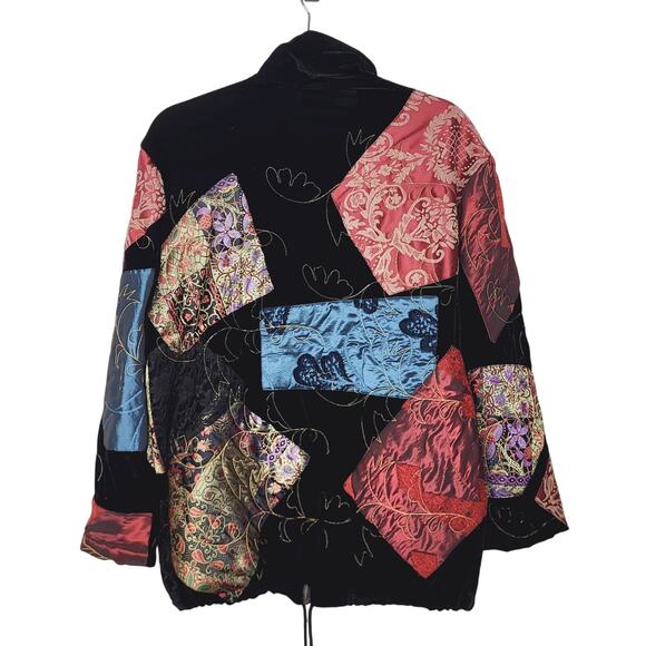 Vintage Chico's Patchwork Brocade Velvet Embroidered Full Zip Jacket Boho Sz 2/L - Picture 7 of 10